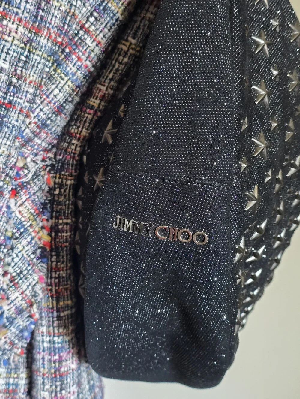 Authentic Jimmy Choo Black Embellished Crescent Shoulder Bag